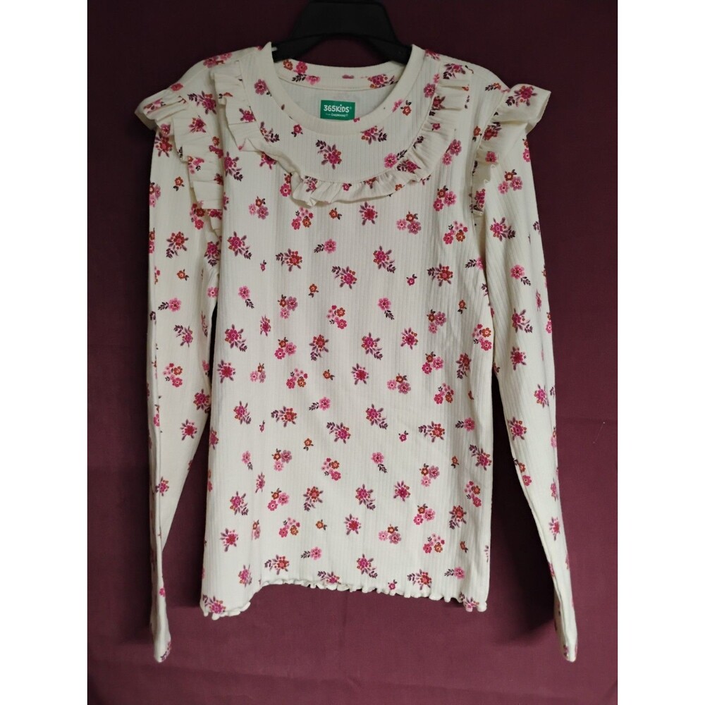 365 Kids Garanimals Girls Floral Long Sleeve Ruffled Tee Size 10